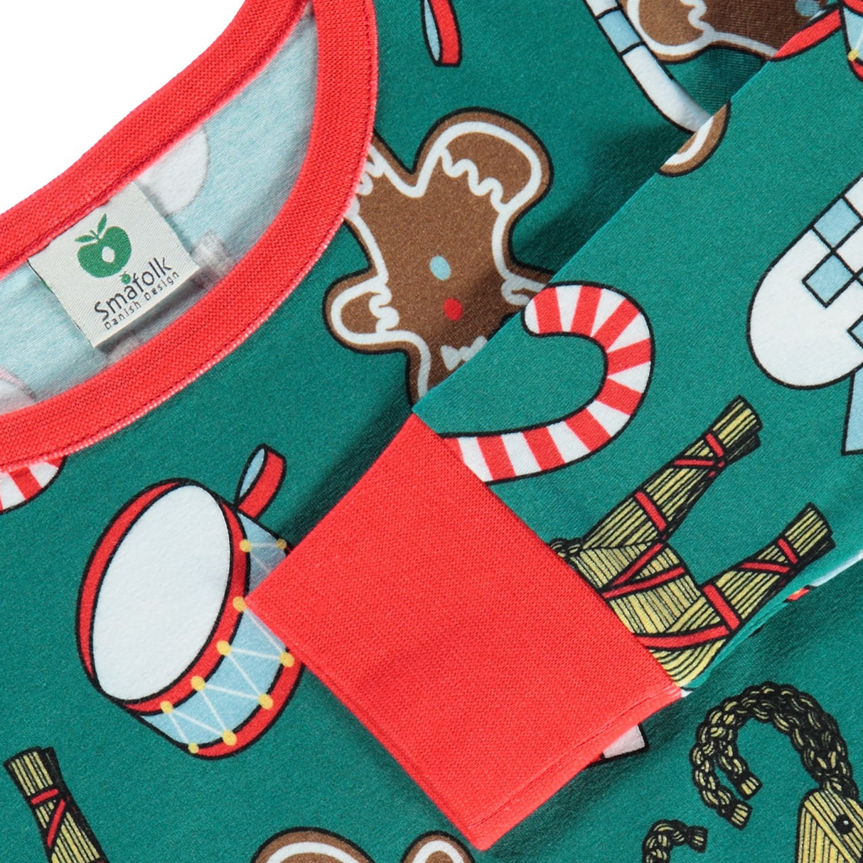 Småfolk Petroleum Green Sleepwear With Christmas Decorations