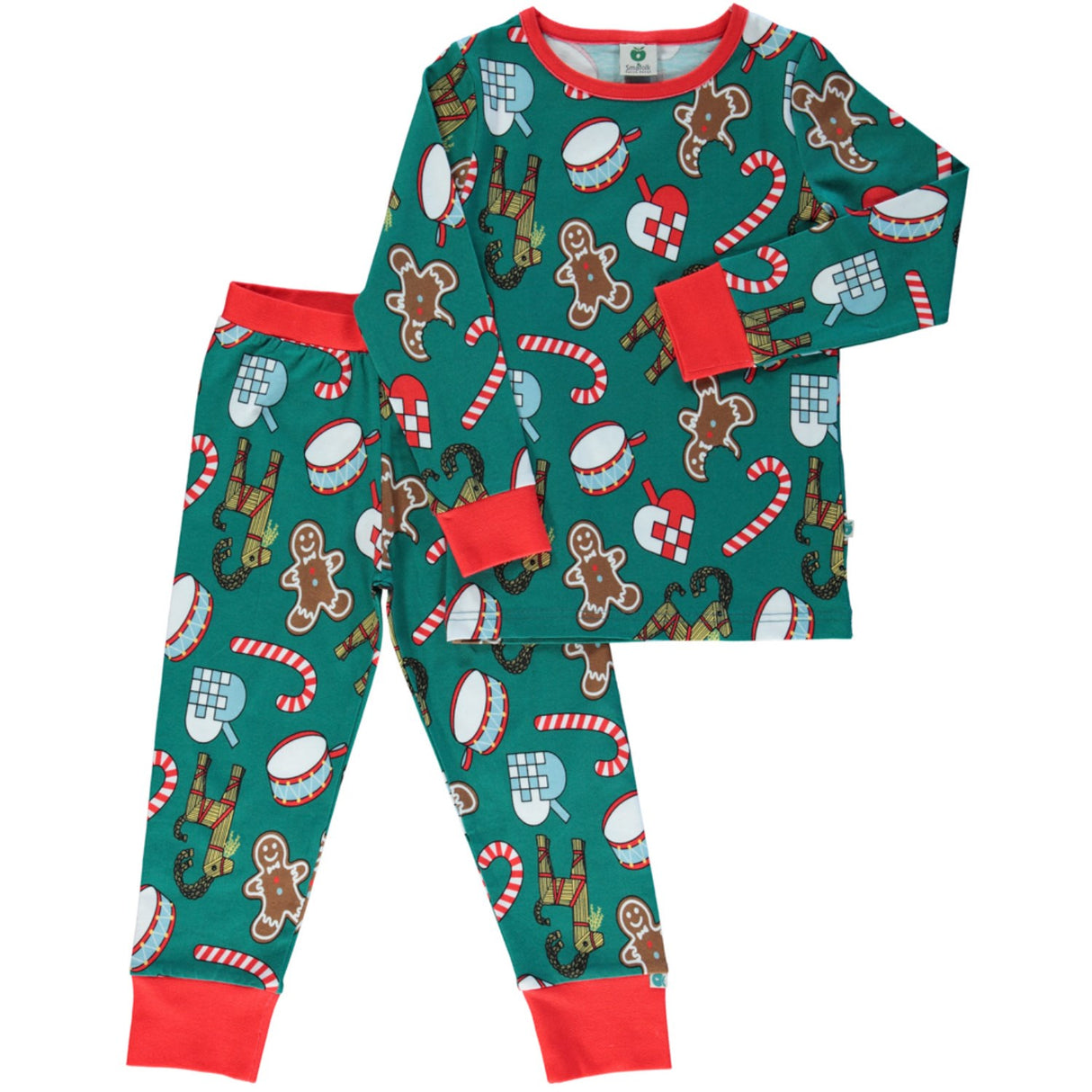 Småfolk Petroleum Green Sleepwear With Christmas Decorations