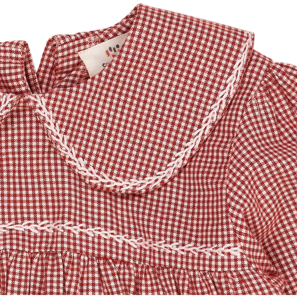 Copenhagen Colors Red Check Combi Check Blouse W. Collar