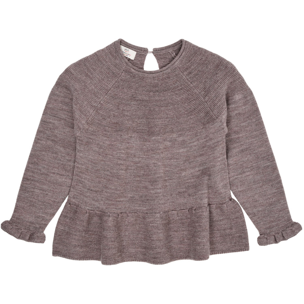 Copenhagen Colors Natural Melange Merino Knit Blouse With Frill