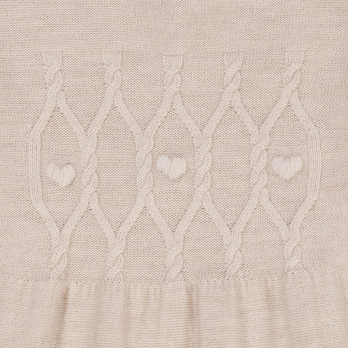 Copenhagen Colors Pale Cream Melange Merino Cable Dress W. Hearts