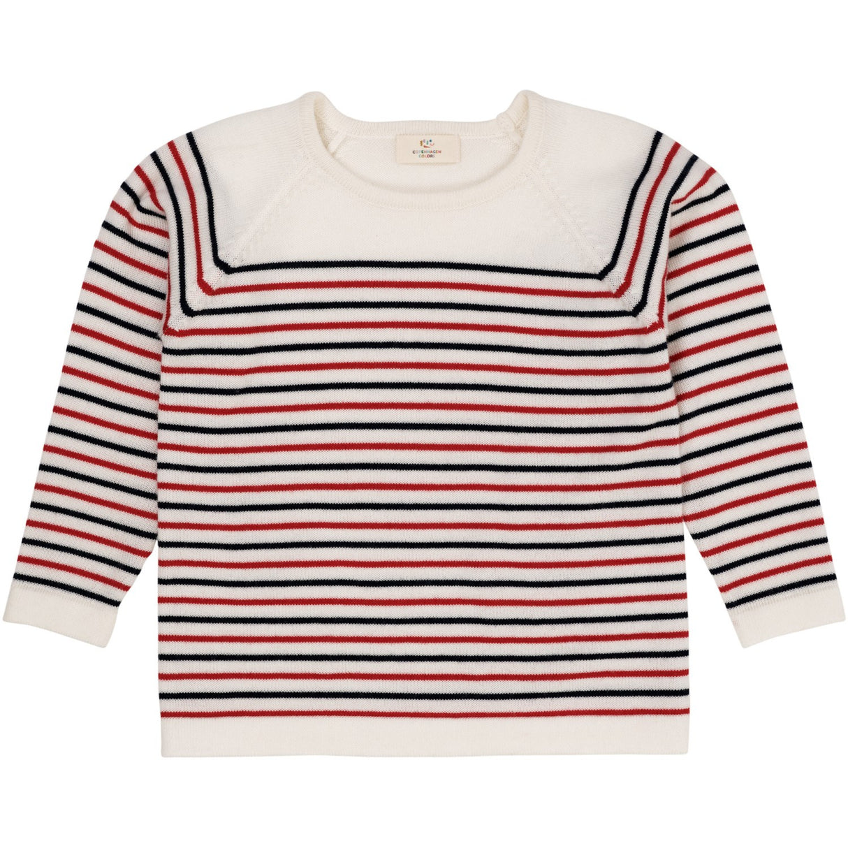 Copenhagen Colors Cream/Navy/Red Combi Merino Striped Blouse