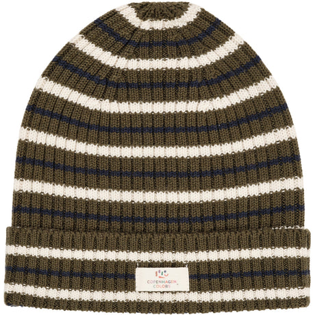 Copenhagen Colors Forrest Green Combi Merino Striped Rib Beanie