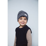 Copenhagen Colors Navy/Cream Combi Merino Striped Rib Beanie