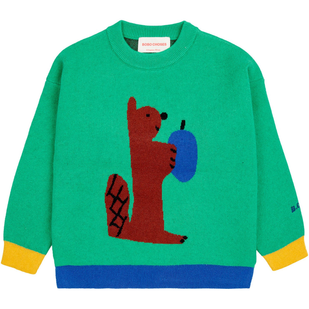 Bobo Choses Green Hungry Squirrel Jacquard Jumper