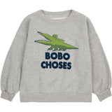 Bobo Choses Light Heather Grey Talking Crocodile Crewneck