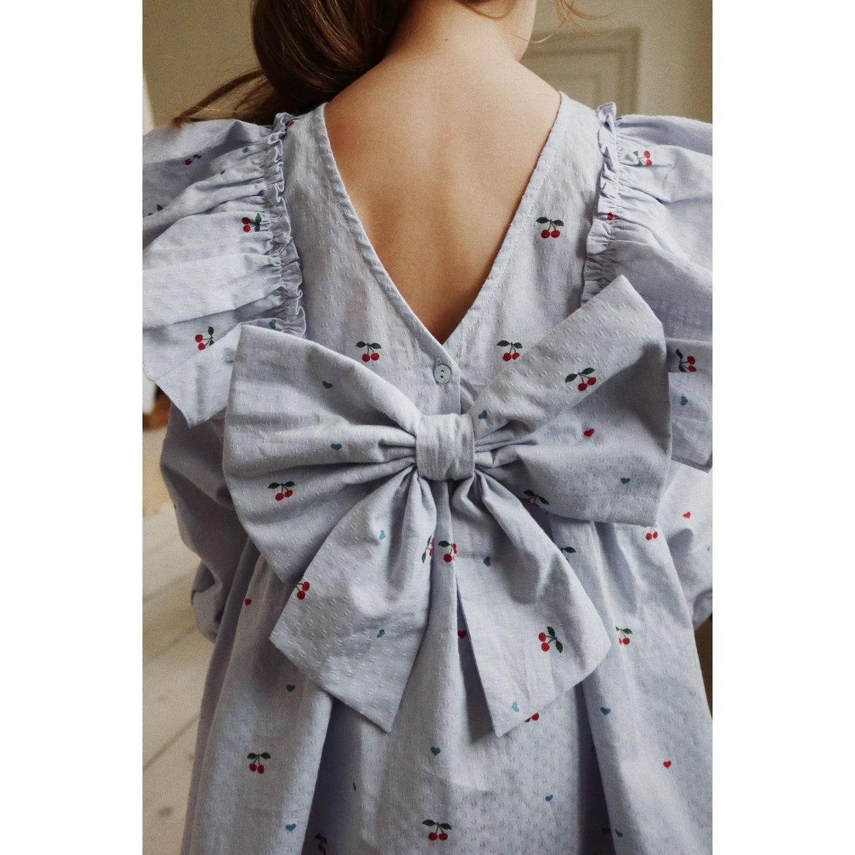 Konges Sløjd Cherry Blue Coeur Evia Ls Bow Dress Gots