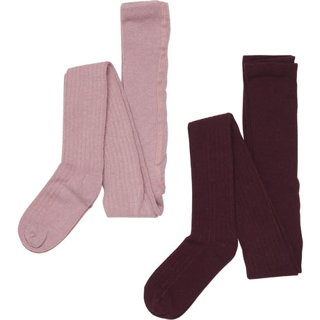 Minymo Burnished Lilac Wool Tights Rib 2-pack