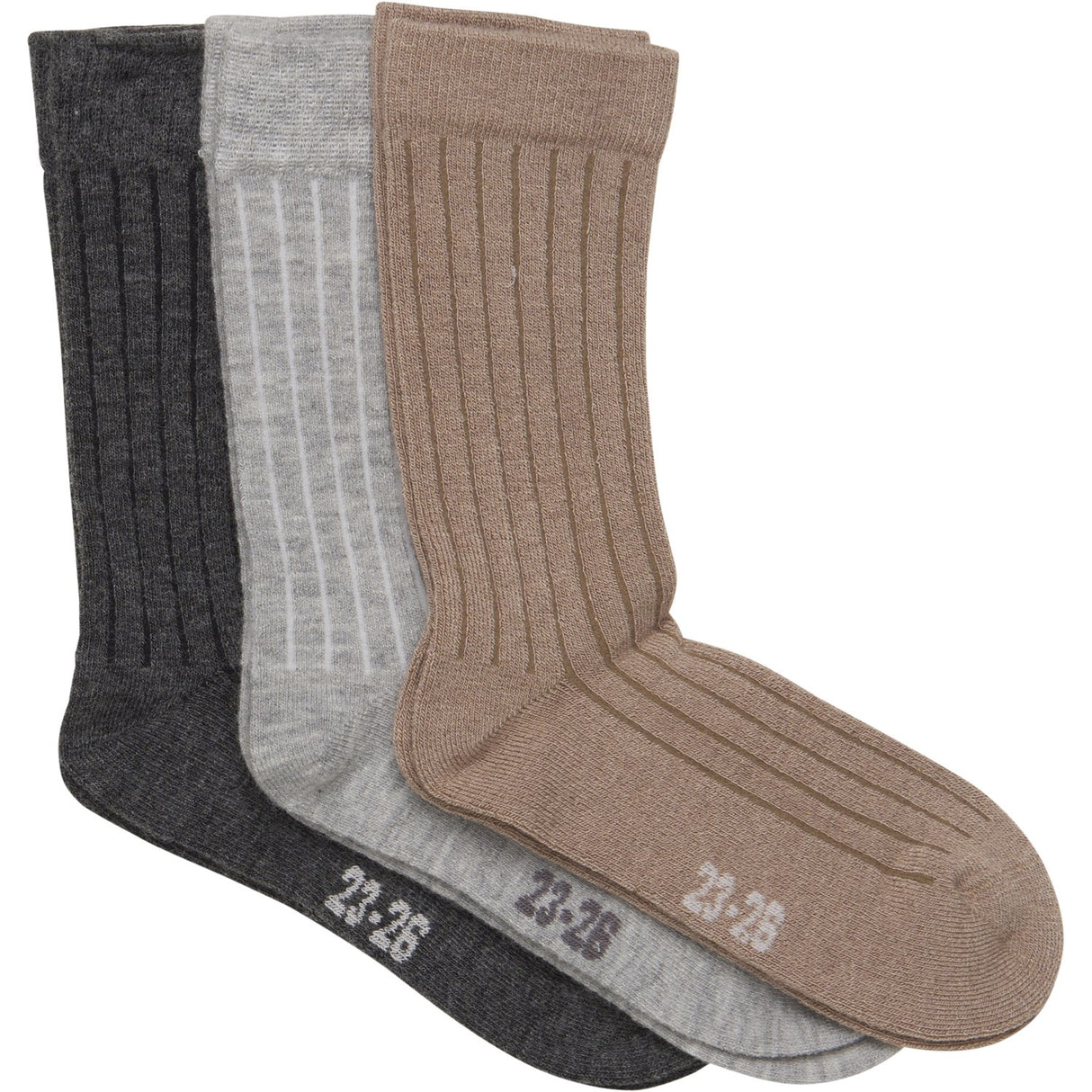 Minymo Grey Melange Wool Socks Rib 3-pack