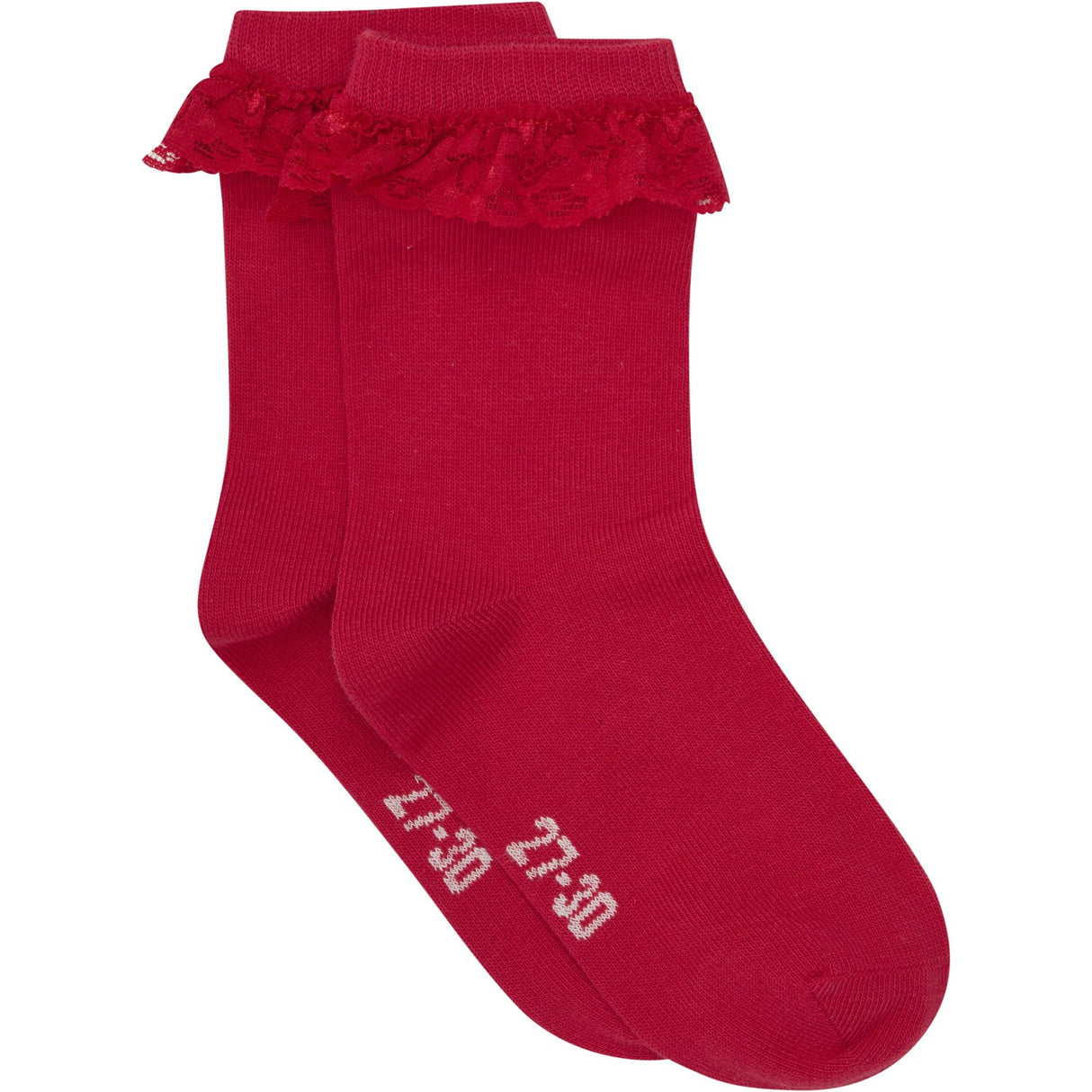 Minymo Red Ankle Sock With Lace