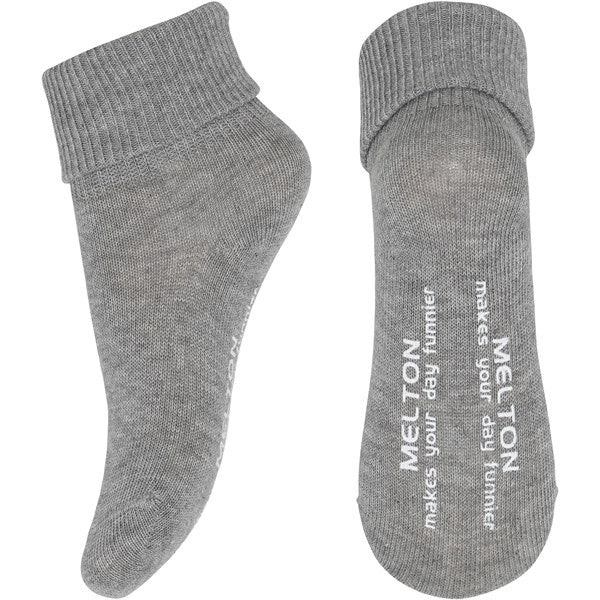 MELTON Cotton Anti-Slip Socks Light Grey Melange