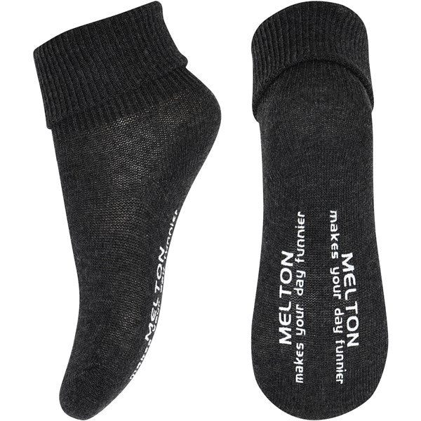 MELTON Cotton Anti-Slip Socks Dark Grey Melange