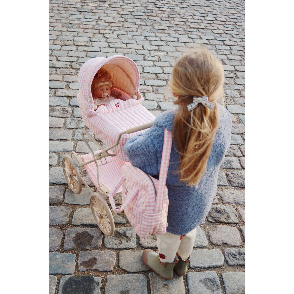 Konges Sløjd Powder Pink Check Doll Pram