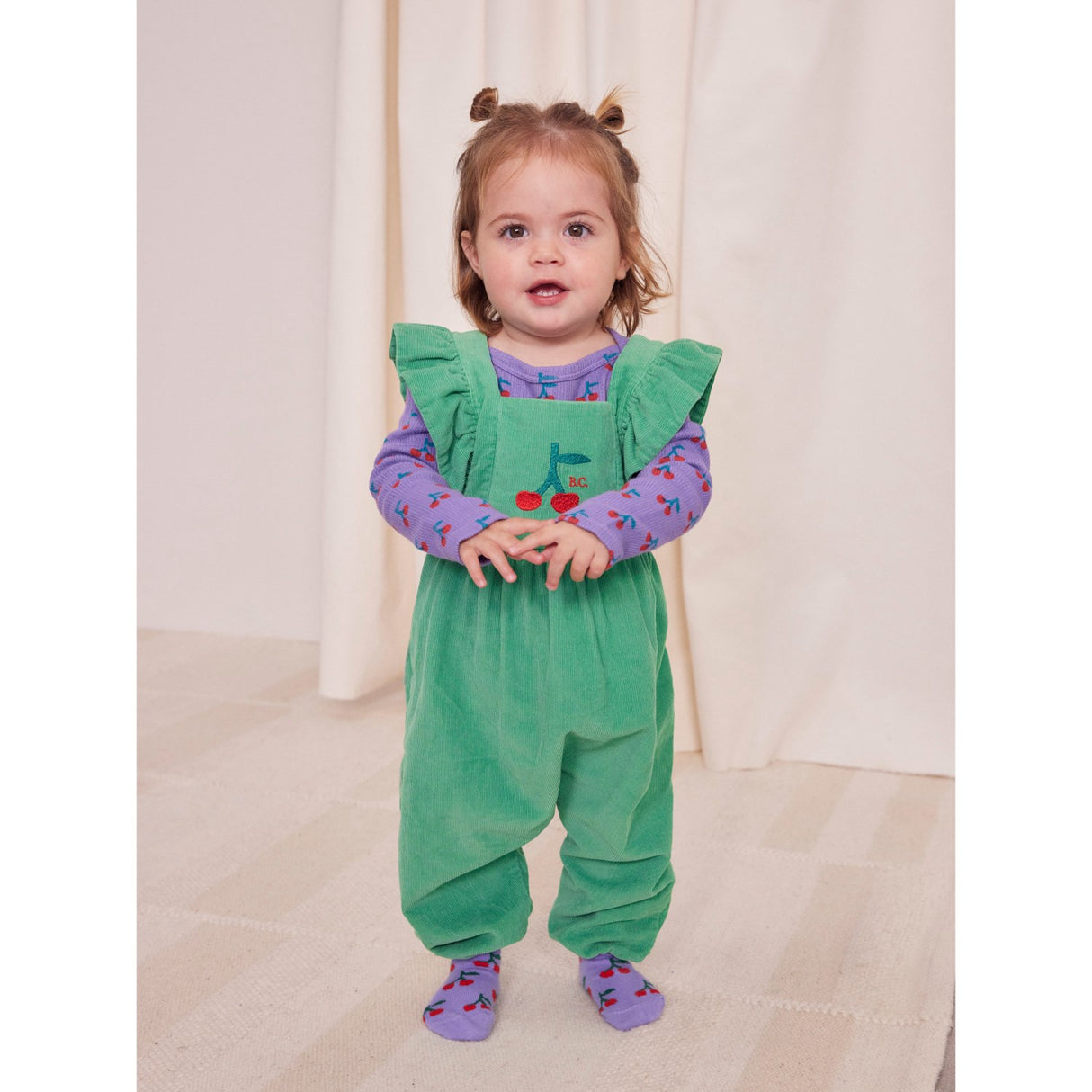 Bobo Choses Green Cherry Micro Corduroy Overall 2