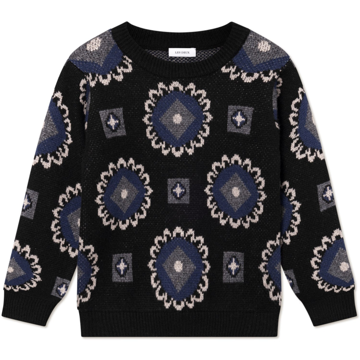 Les Deux Kids Black/Blueprint Aro Paisley Roundneck Kids