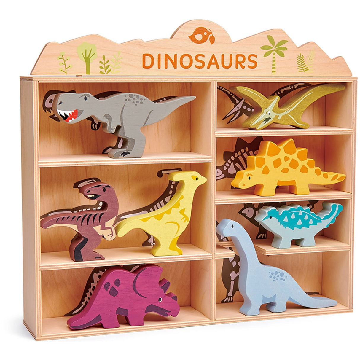 Tender Leaf  Settekasse Med 8 Wooddyr - Dinosaurer