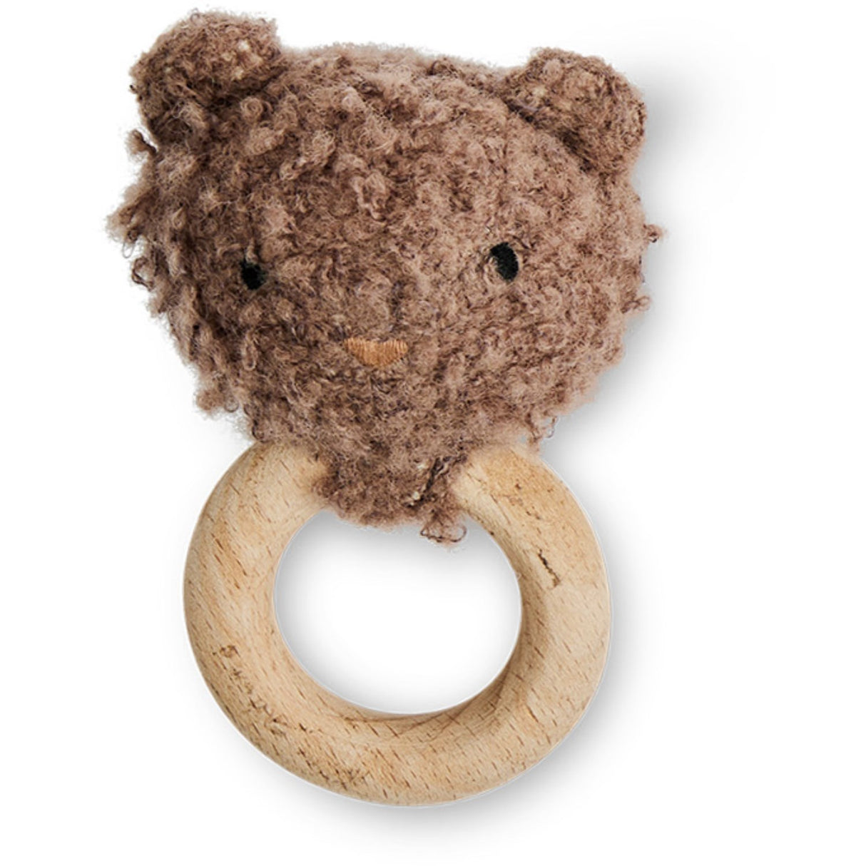 Smallstuff Rose Brown Rattle Bear Bouclé Merino Wool