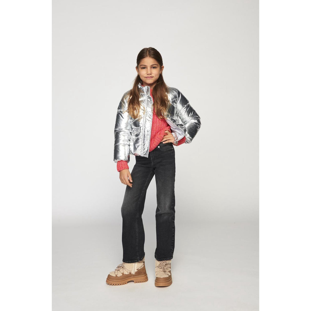 kids ONLY Silver Pearl Puffer Jacket 2