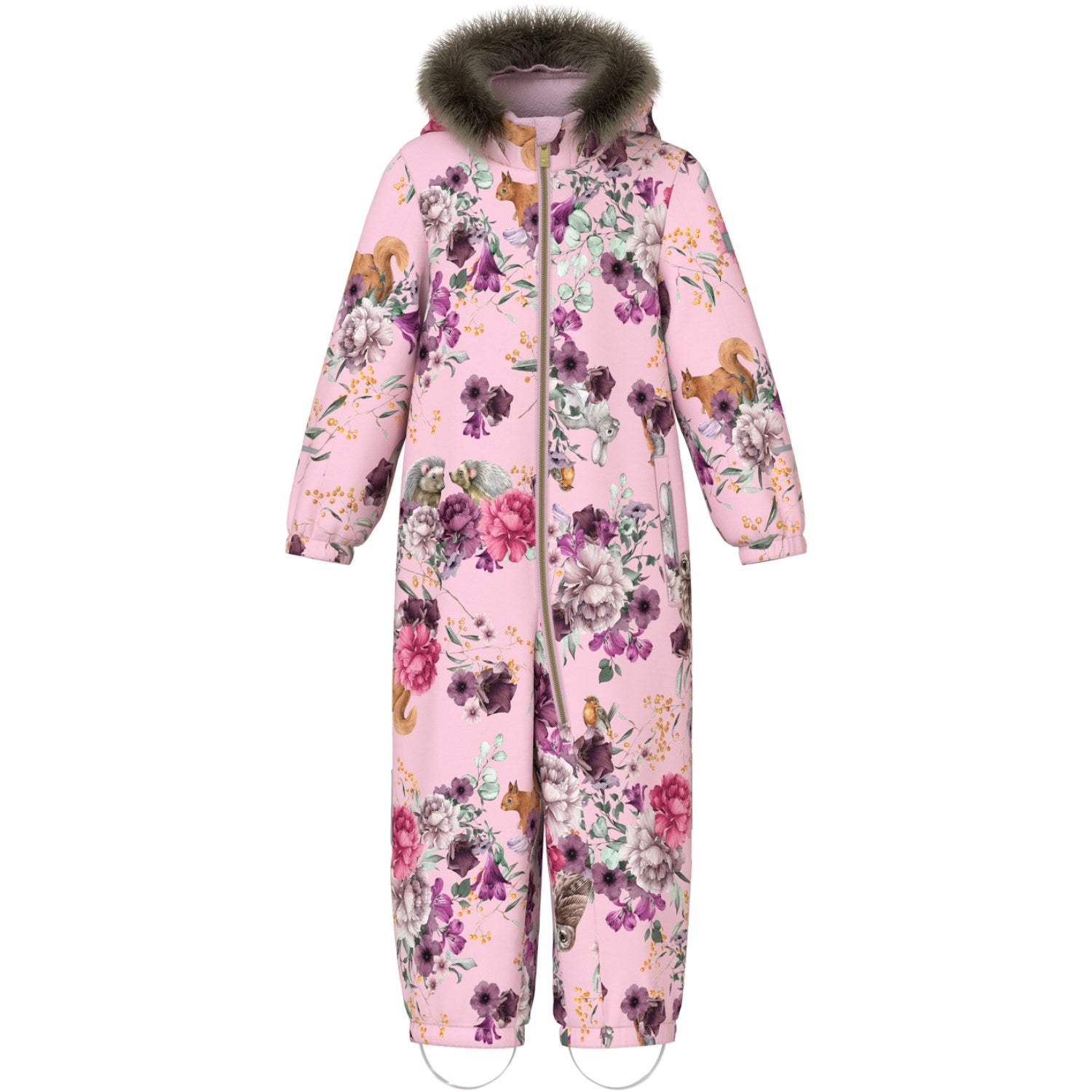 NAME IT NBFNIGHTSUIT 2P Zip – Pigiama Bimba In Cotone Biologico, Confezione Da 2 Pezzi Con Stampata Floreale, Chiusura Lampo, Prugna/Nera, 3 Mesi