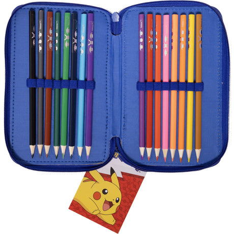 Euromic Pokémon Filled Pencil Case with 2 Compartments, 300D Rich Nylon,19.5 x 12.5 x 5 cm