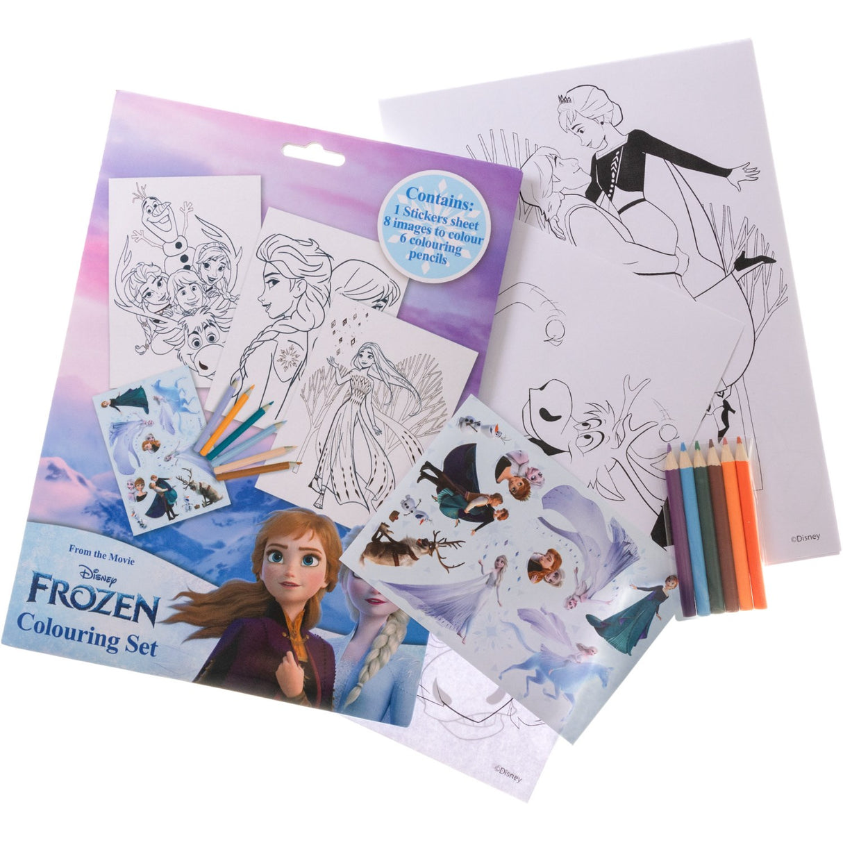 Euromic Frozen Coloring Set with Coloring Sheets and 6 Pointed Crayons