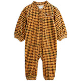 Mini Rodini Beige Dog Houndstooth Aop Velour Jumpsuit Baby