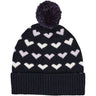 COPENHAGEN COLORS Navy/Lavender Combi Cashmere Beanie W. Hearts & Pompom