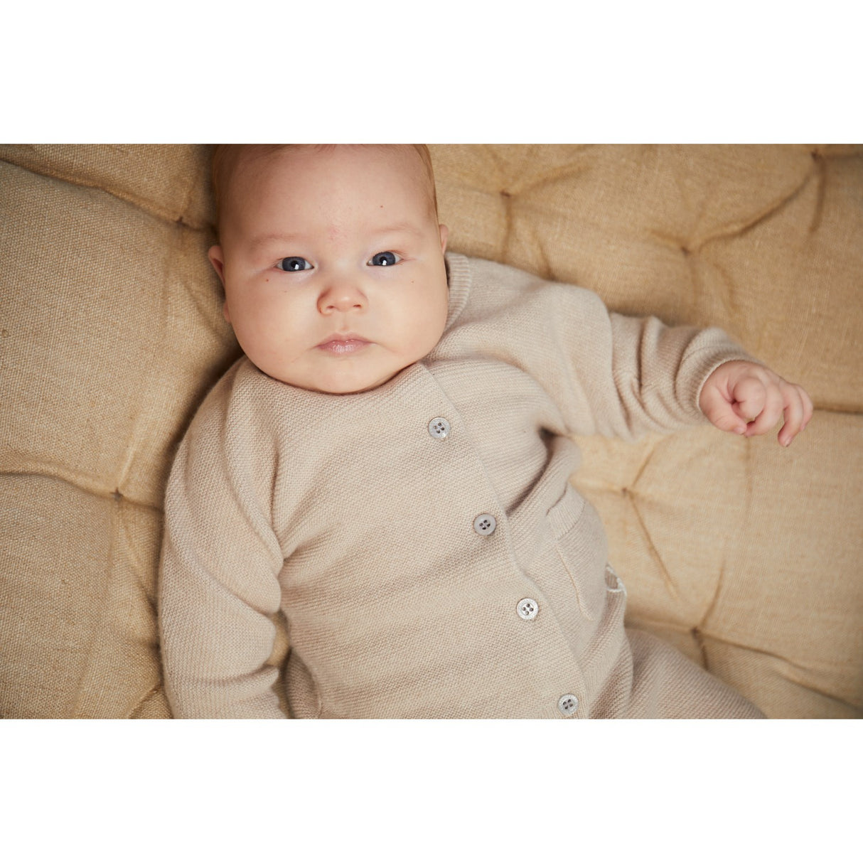 COPENHAGEN COLORS Beige Cashmere Classic Baby Cardigan