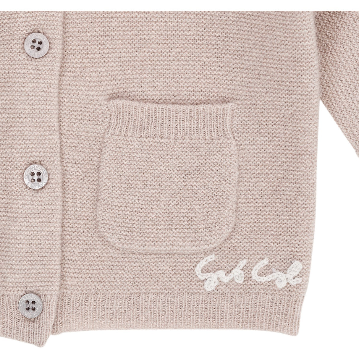 COPENHAGEN COLORS Beige Cashmere Classic Baby Cardigan