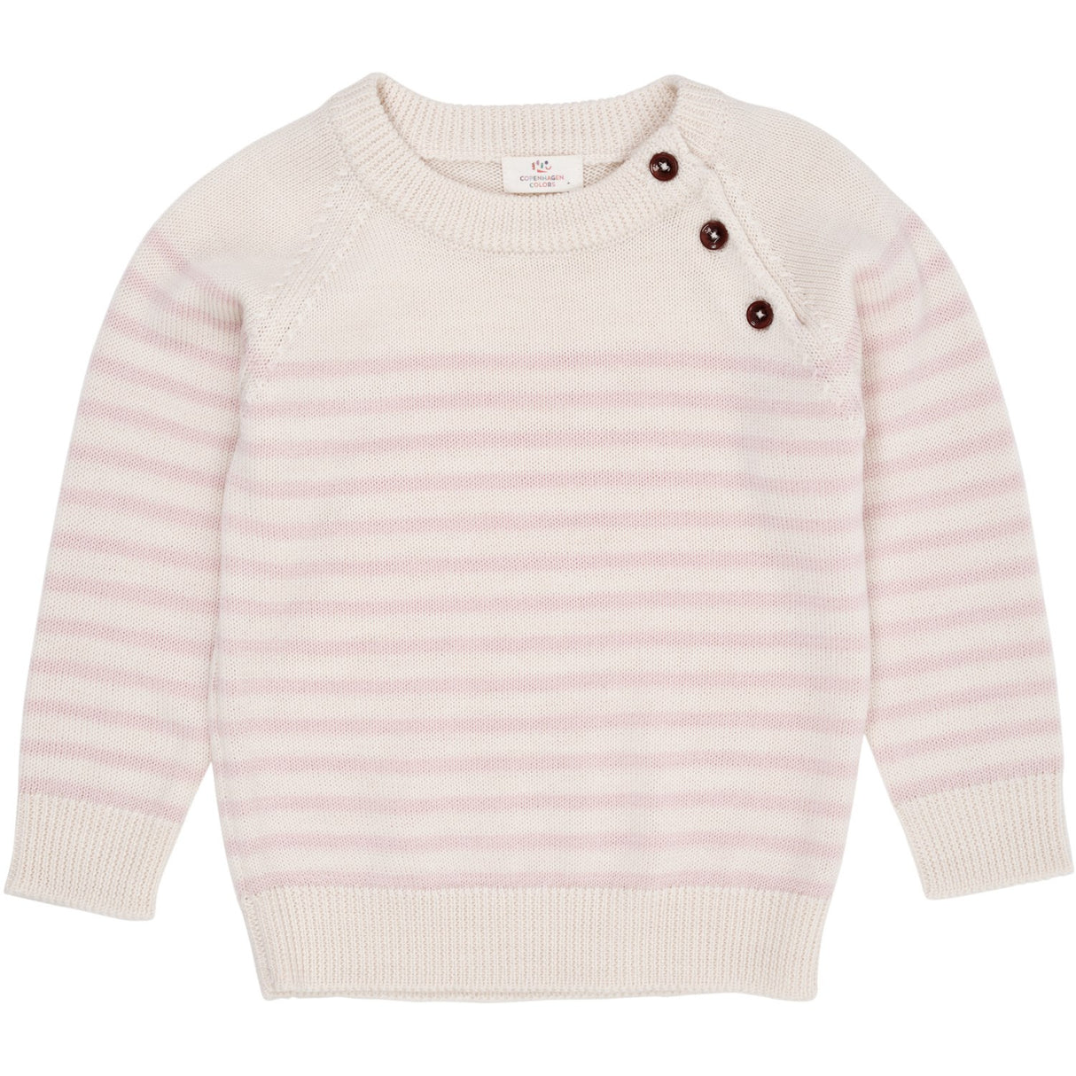 COPENHAGEN COLORS Cream/Dusty Rose Stripe Merino Classic Striped Pullover