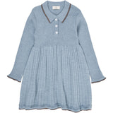 COPENHAGEN COLORS Dusty Blue/Natural Mel Combi Merino Polo Dress