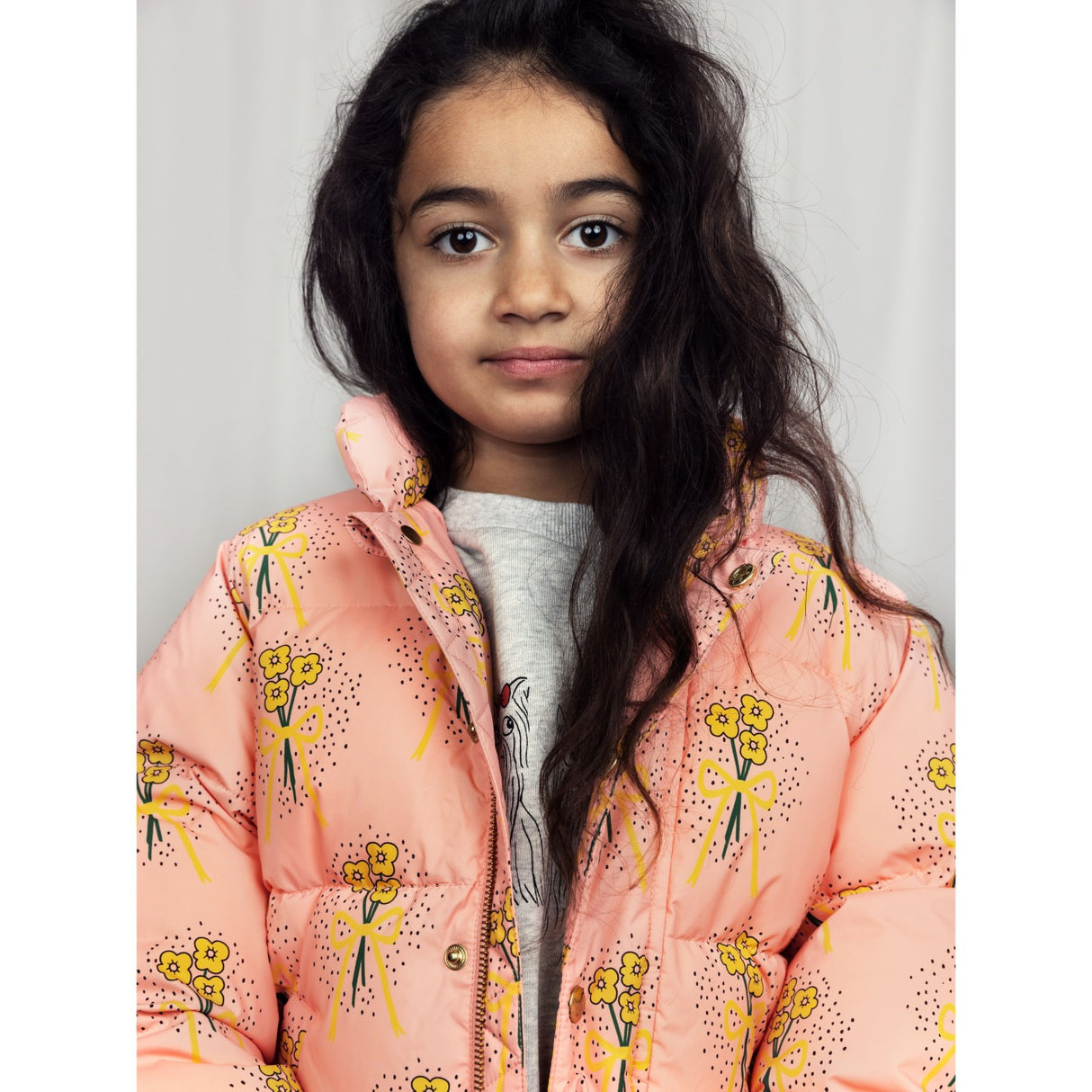 Mini Rodini Pink Winter Flowers Aop City Puffer Jacket