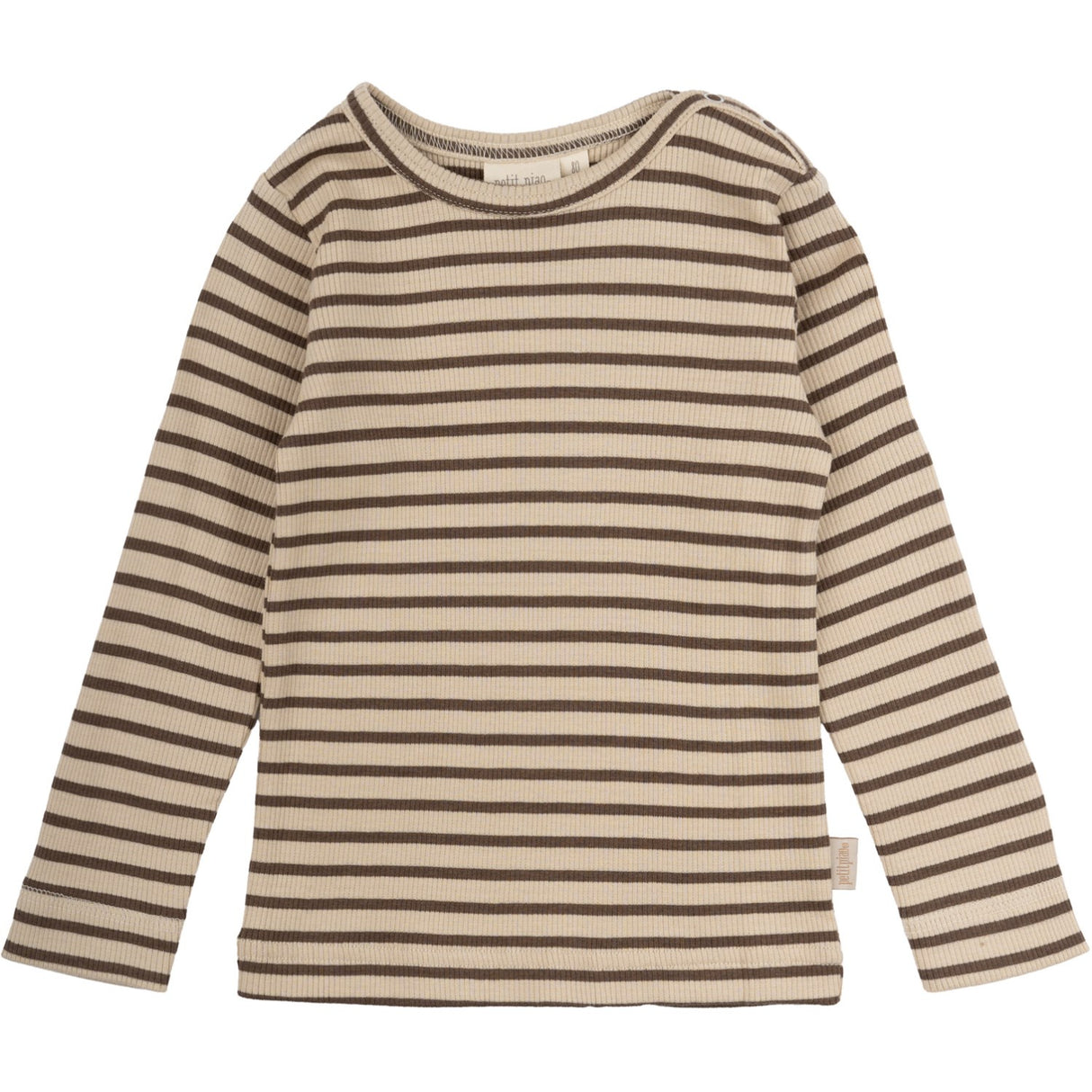 Petit Piao Chocolate Brown/Dark Off White Blouse Modal Striped