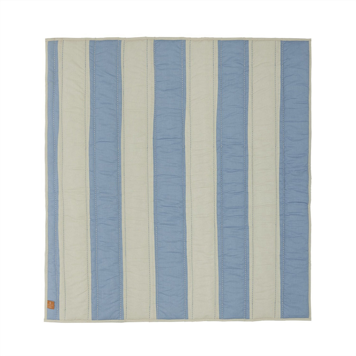 OYOY Blue/Clay Striped Quilted Blanket