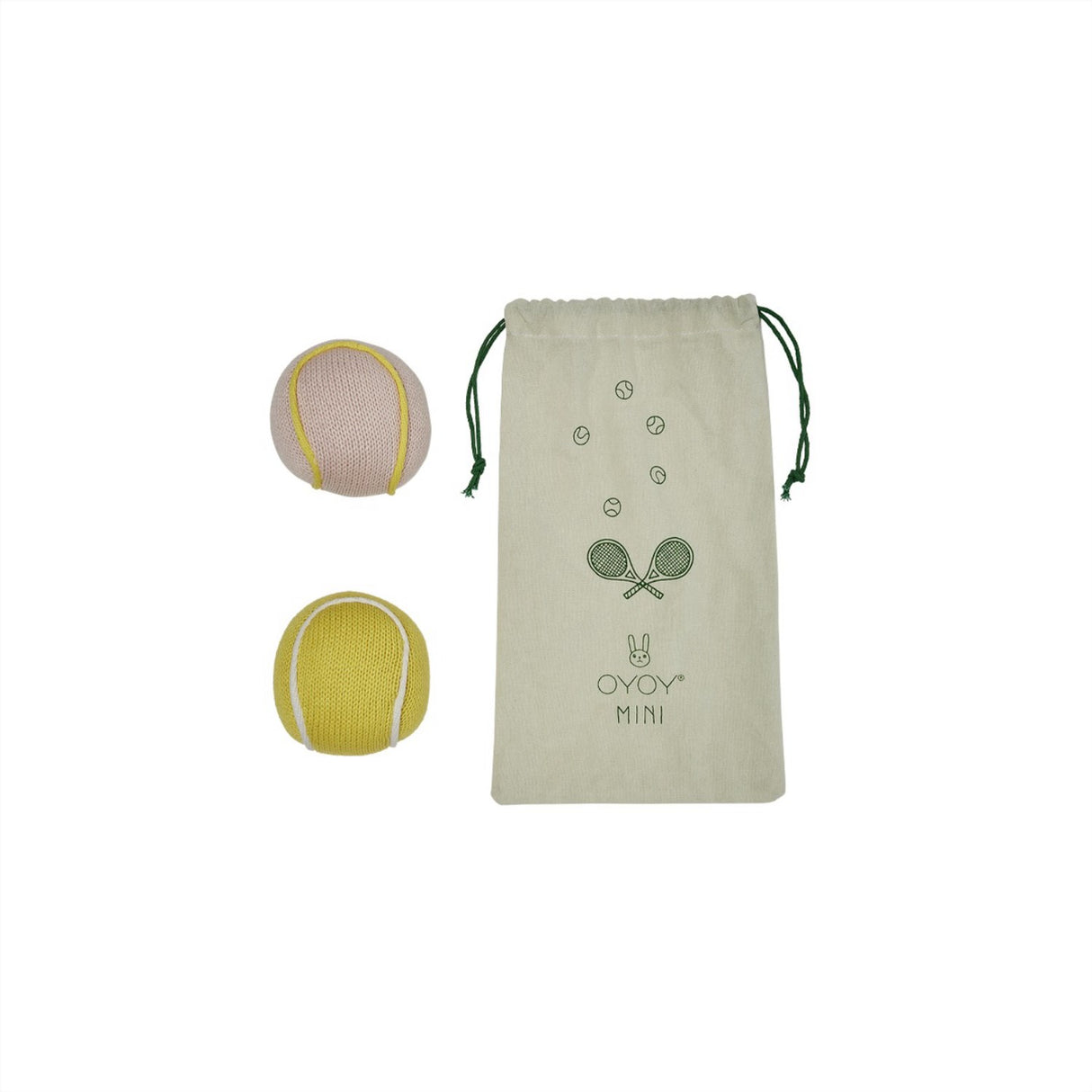 OYOY Yellow/Rose Tennis Ball Rattle