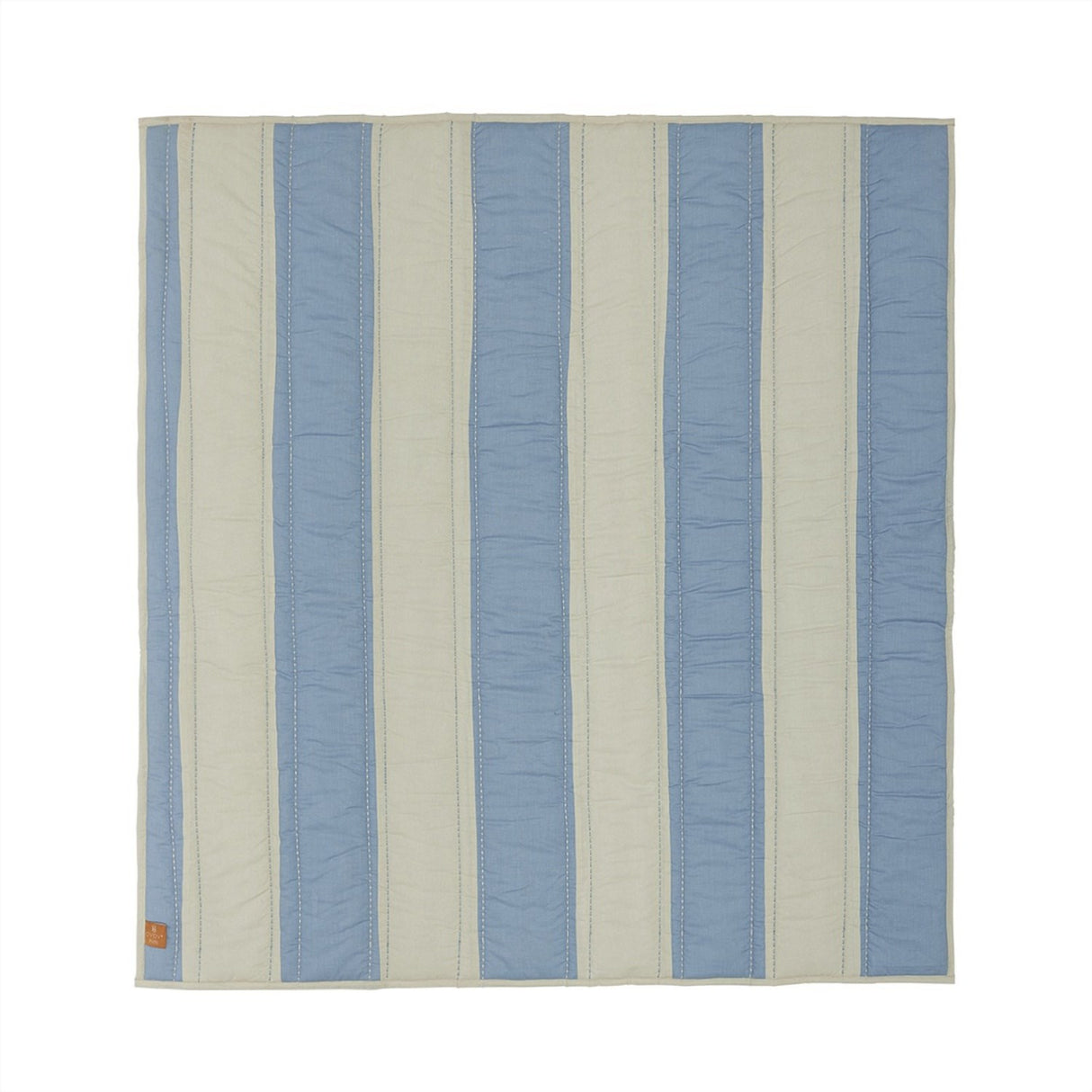 OYOY Blue/Clay Striped Quilted Blanket