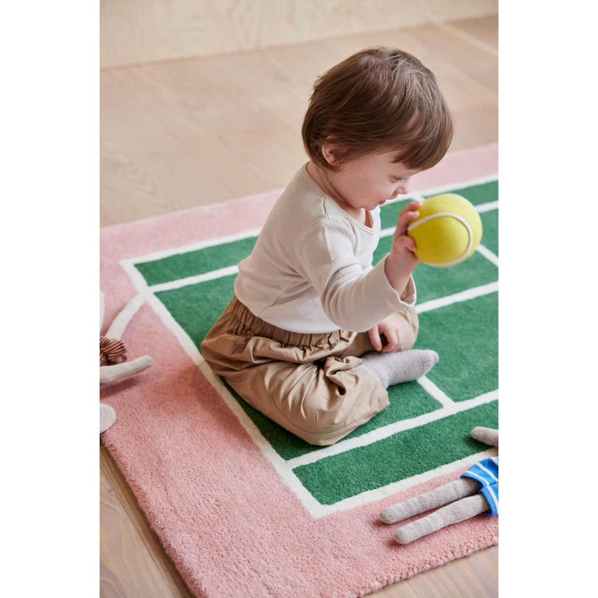 OYOY Yellow/Rose Tennis Ball Rattle