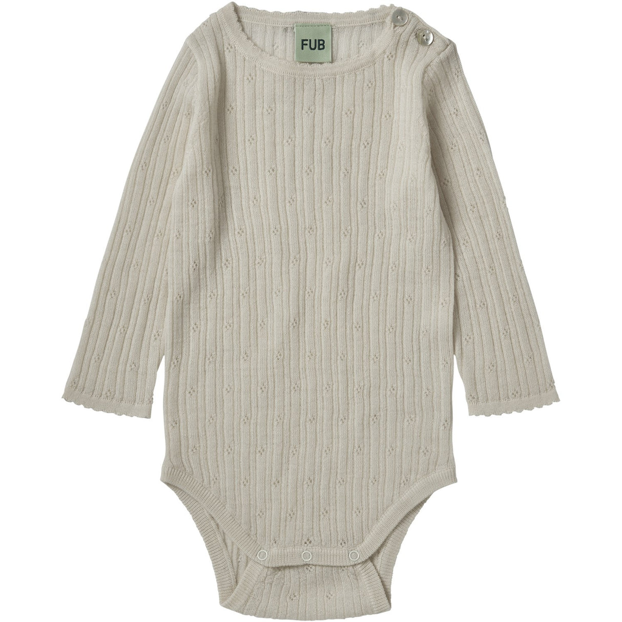 FUB Ecru Baby Pointelle Bodysuit Ls