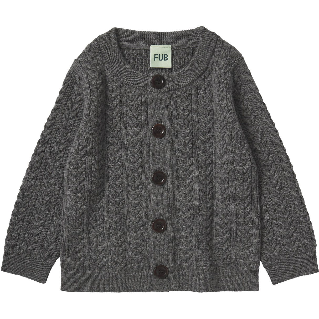 FUB Grey Melange Baby Cable Cardigan