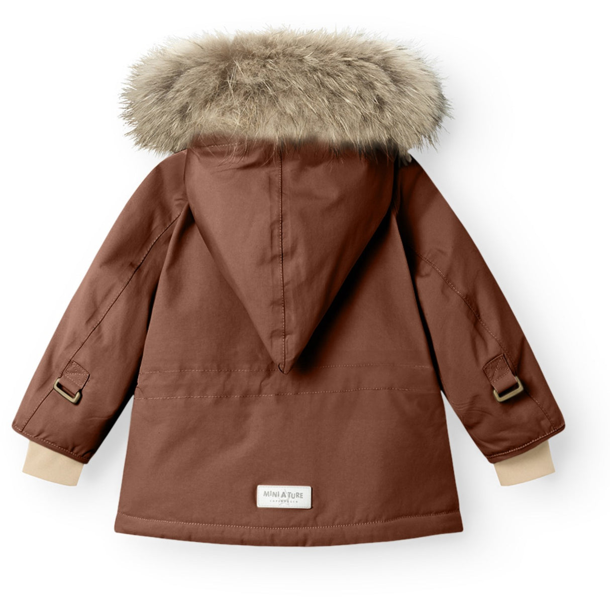 Mini A ture Rootbeer brown Wang Fleece Winter jacket w. Fur