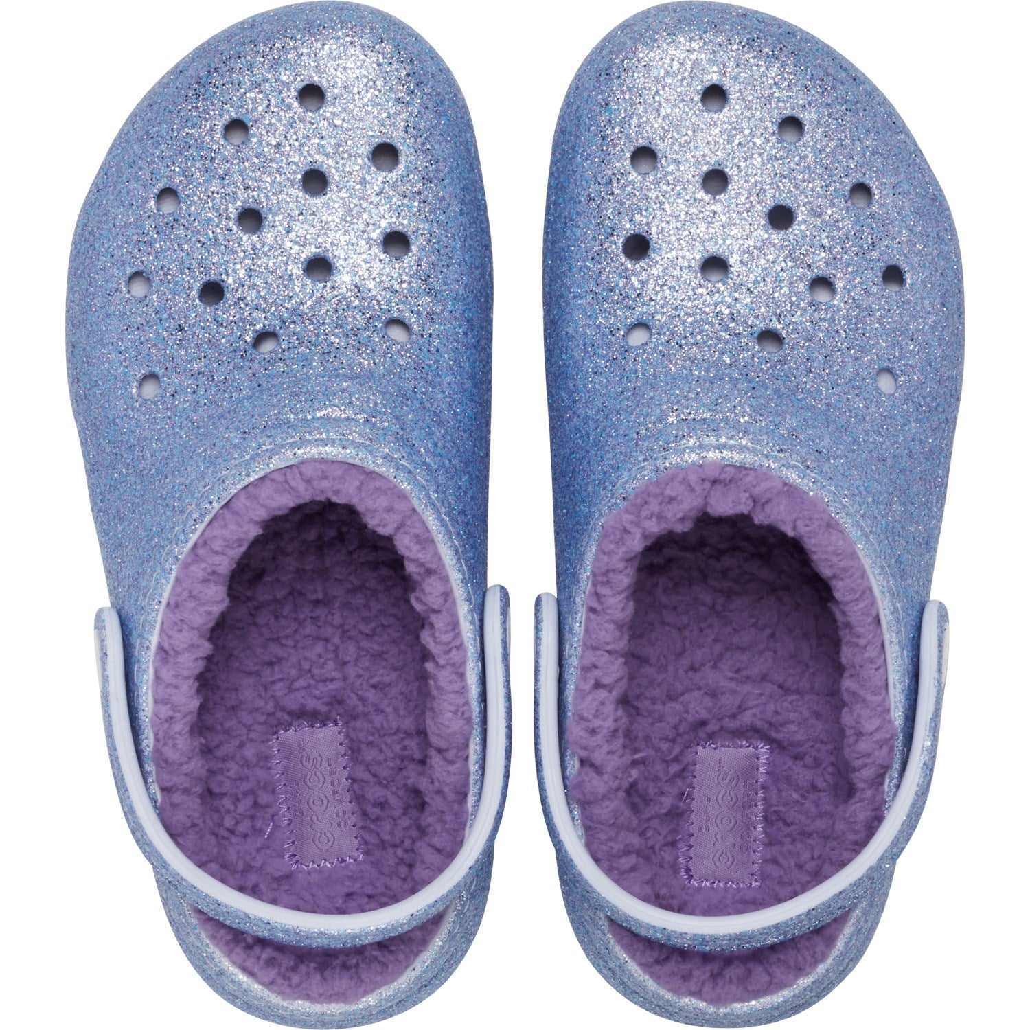 Purple glitter crocs fashion