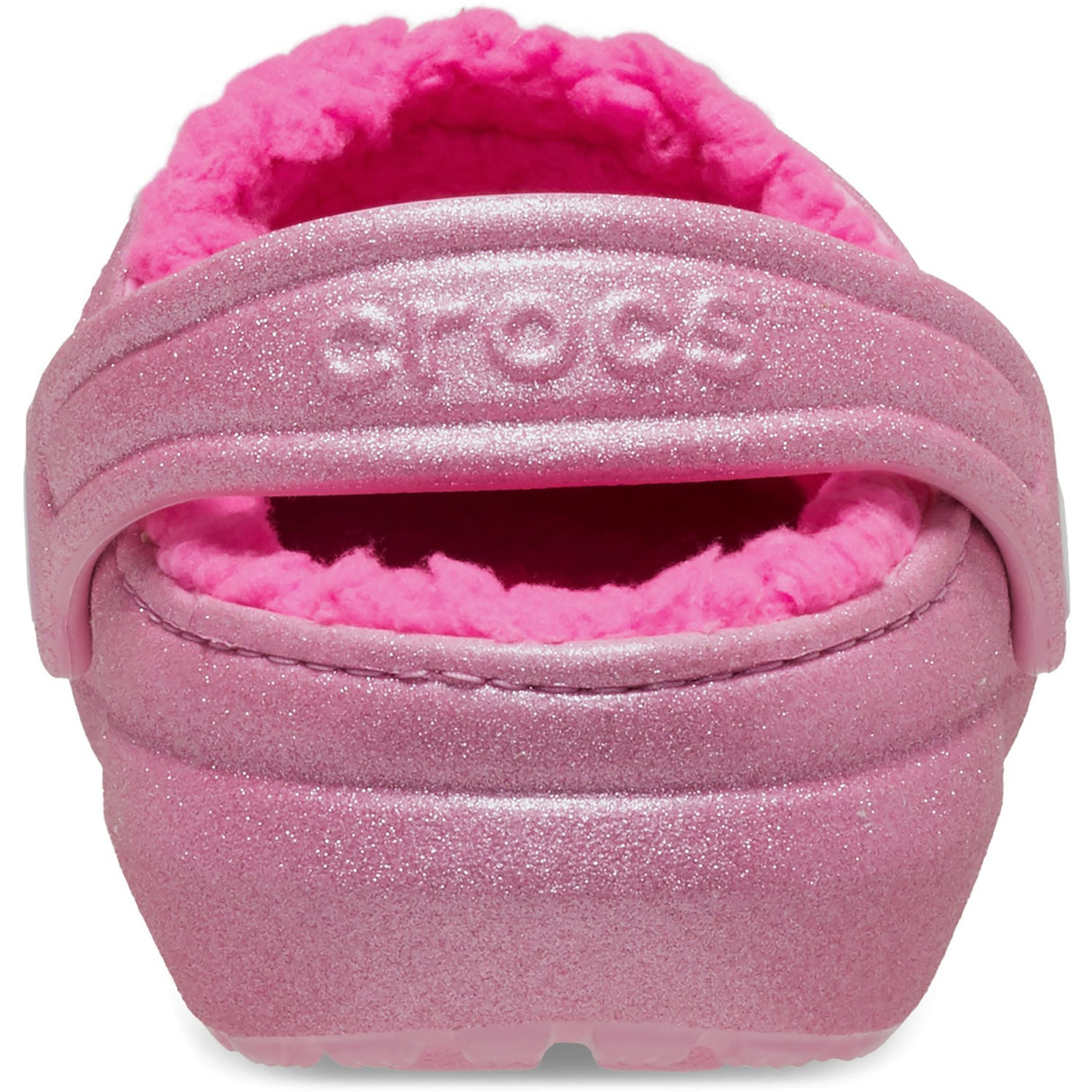 Crocs Pink Tweed Classic Lined Glitter Clog 6