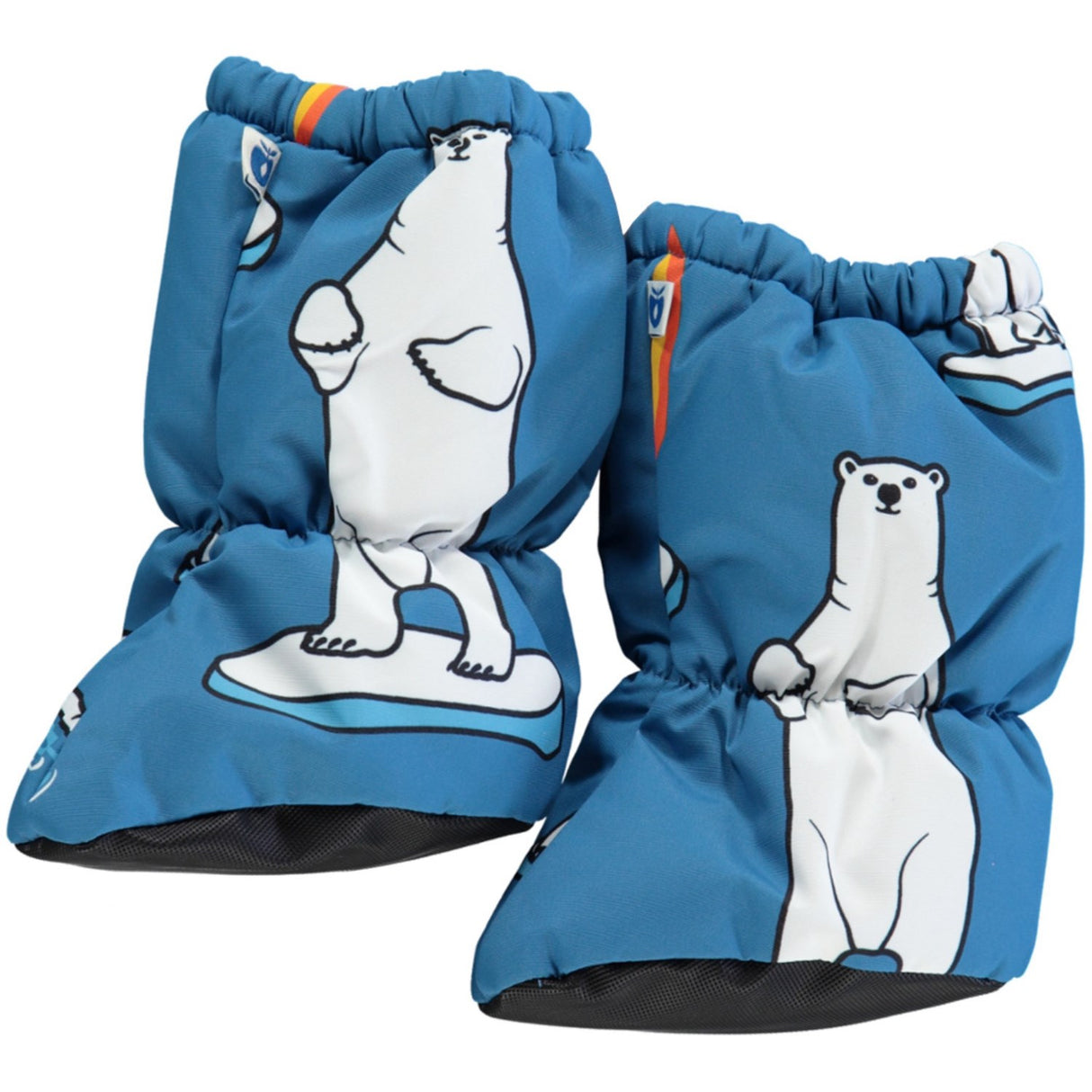 Småfolk Solid Blue Cover Booties With Polar Bears