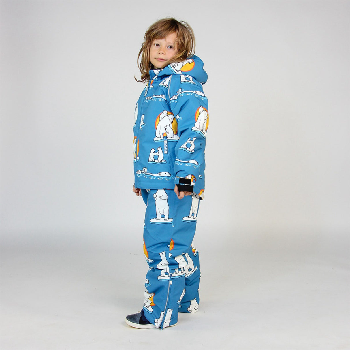 Småfolk Solid Blue Winter Jacket With polar Bears