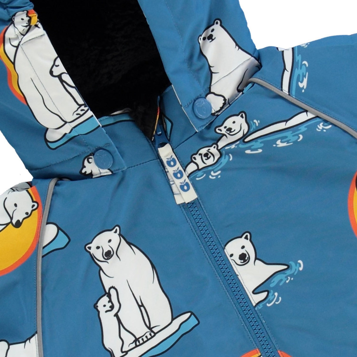 Småfolk Solid Blue Winter Jacket With polar Bears