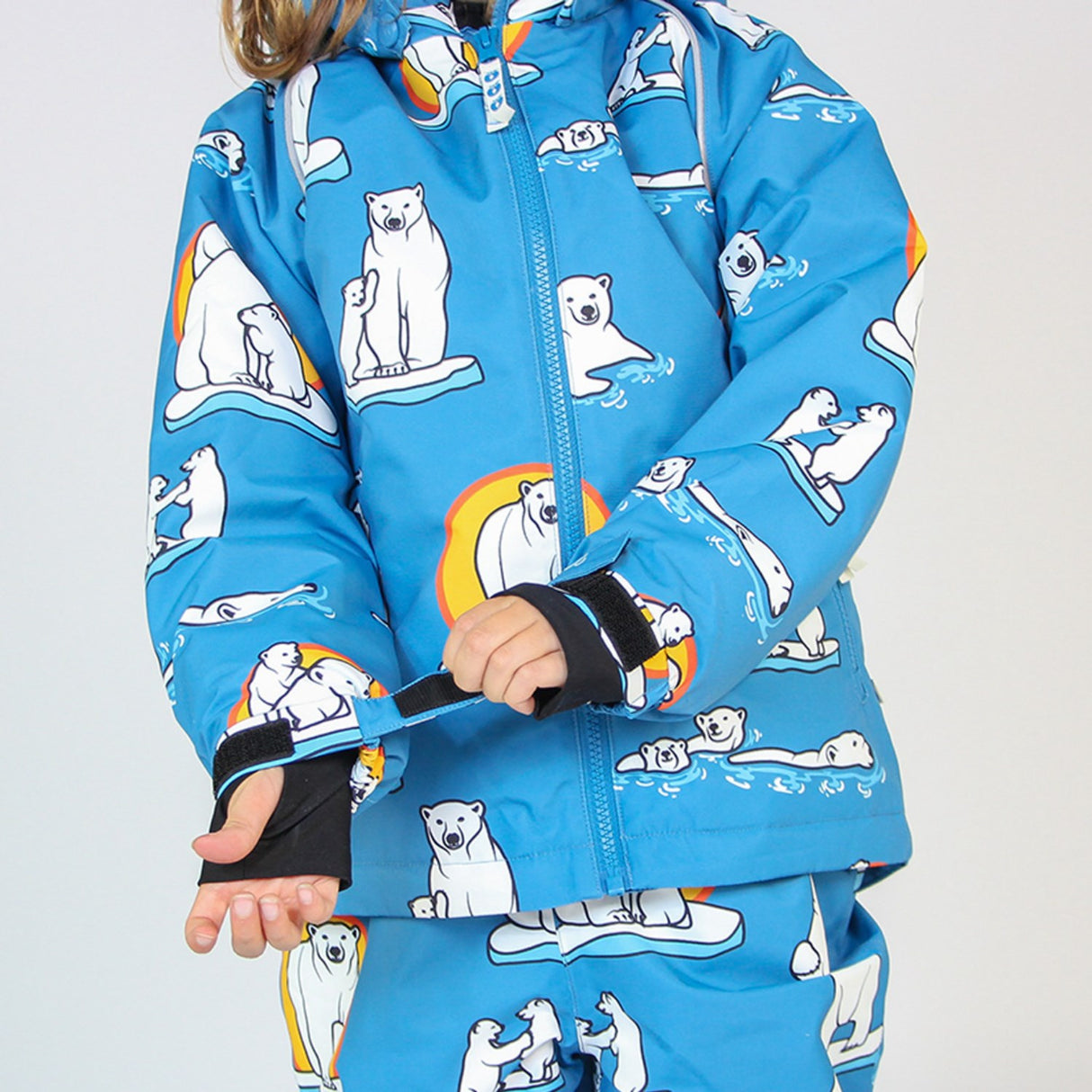 Småfolk Solid Blue Winter Jacket With polar Bears