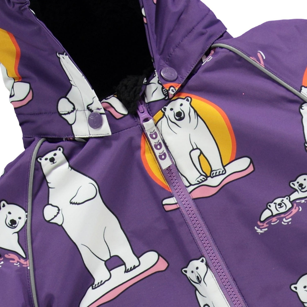 Småfolk Purple Heart Snowsuit Til Børn Med Isbjørne