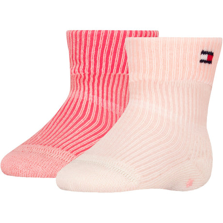 Tommy Hilfiger Soft Pink Baby Socks 2-pack Fold Over Rib