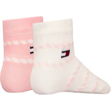 Tommy Hilfiger Soft Pink Baby Socks 2-pack Breton Stripe