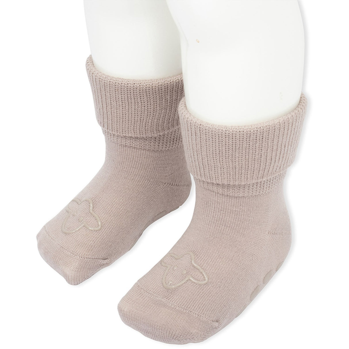 Lillelam Beige Wool Socks Anti Slip